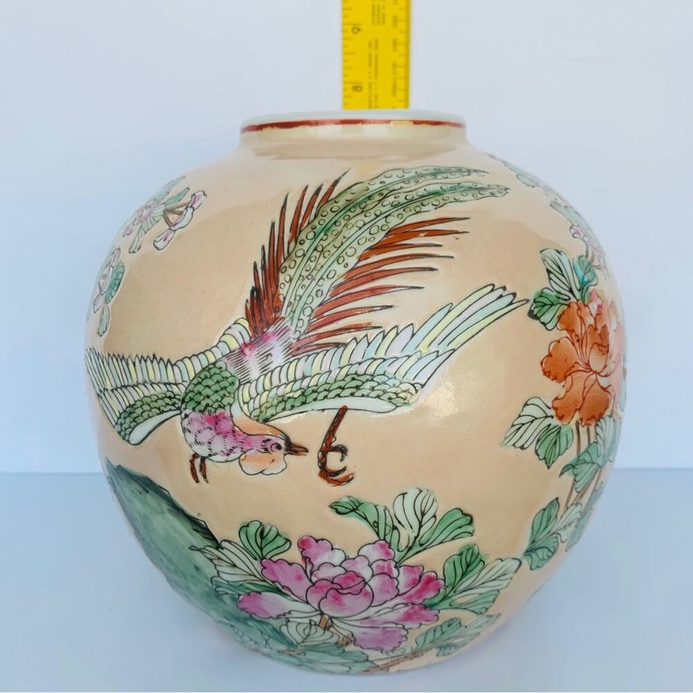 Antique Chinese Famille Rose Porcelain Phoenix Birds Ginger Jar vase - Picture 12 of 13